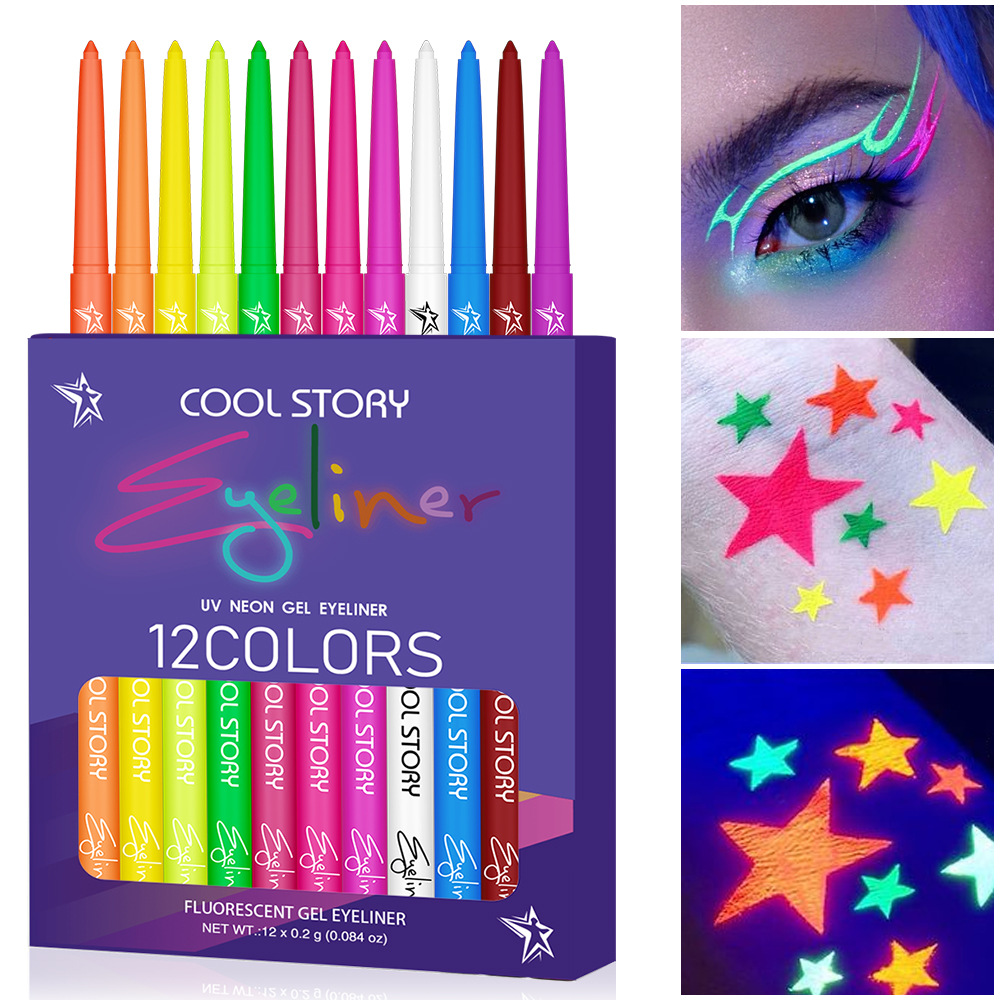 Coloured Gel Set - Eyeliner fluorescent 12 couleurs, stylo gel