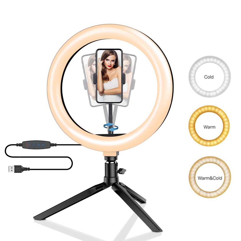 Photography Lighting Circle - Anneau lumineux Led pour Selfie, 26cm,
