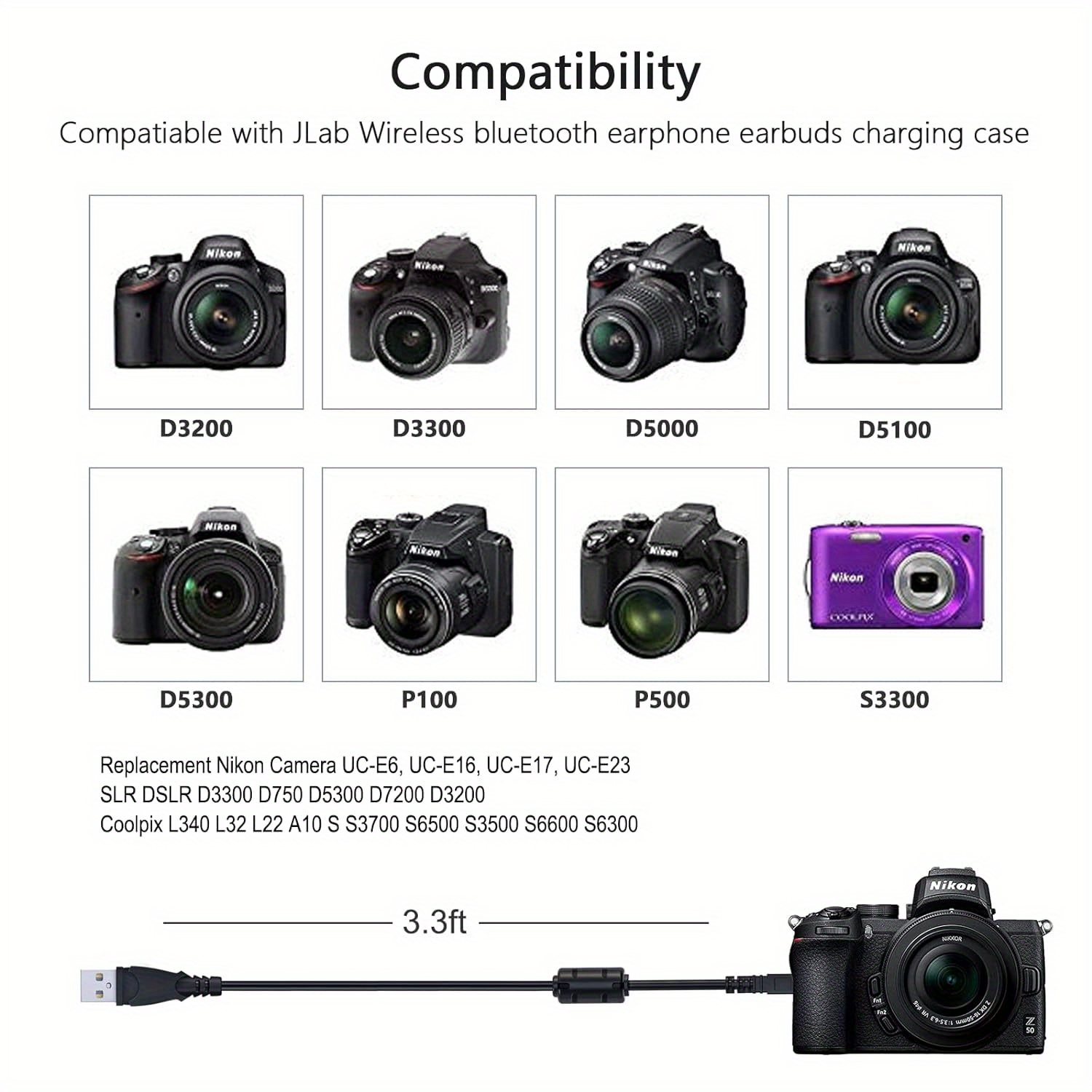 Câble de données USB 2.0 UC-E1 - Nikon Camera D3500 avis et prix